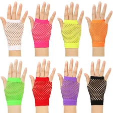 Fingerless Fishnet Gloves Short Mesh Net Black Arm Warmer Punk Women Glove