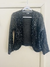 VTG Y2K whimsygoth 20s Flapper Style Sequin Black Cropped Net Blazer Xs