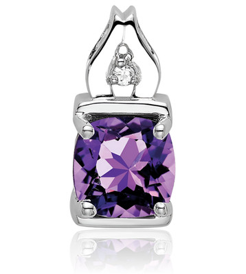 14K massives Weißgold 0,90 ct lila Amethyst Diamant Akzent quadratisch klein