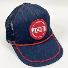 Vintage ACME Rope Hat SnapBack Cap Blue Denim Look Semco St. Louis MO USA CLEAN