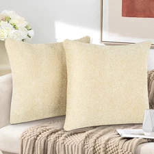 Silver Thread Chenille Throw Pillow Covers, 2Pack 18 X18 Inch Soft Decorative Pi