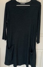 Cherish Dark Teal  Soft Sweater Shirt Dress Pockets 3/4 Sleeves Size Medium