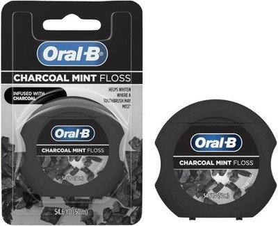 Box of 6x Oral-B Charcoal Mint Dental Floss, 54.6 YD (50m)
