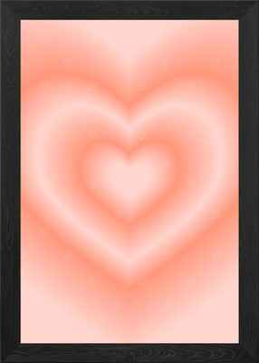 Peach Heart Gradient Framed Wall Art Poster Canvas Print Picture