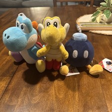 Super Mario Plush Allstar Collection Light Blue Yoshi, Koopa,  Bob-omb Lot Of 3