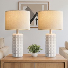 Set of 2 Modern 23" Ceramic Table Lamps for Living Room Bedroom Decor