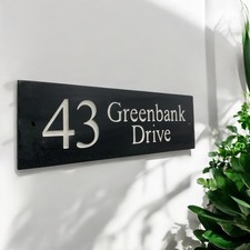 Natural Slate House Sign Name Address Number Signs Engraved (12"x4”)