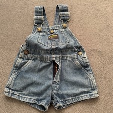 Vintage 80s OshKosh B'Gosh Vestbak Denim Shortalls Made in USA Talon 42 Zip 2/3T