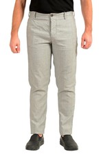 Incotex Slowear Men's Carrot Fit Striped Linen Flat Front Pants US 32 IT 48