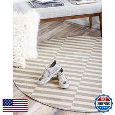 Williamsburg Gray & Beige Round Rug - 3' 7"