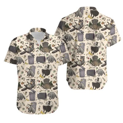 Skunk Raccoon Opossum Hawaiian Shirt Trash Panda Surf Beach Vacation Aloha