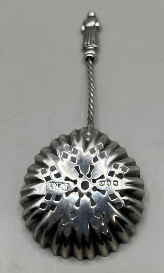 Antiguo colador de té individual de plata esterlina Baker Manchester Overcup Foto 4 de 4