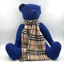 Rare Burberry of London Blue Teddy Bear and Novacheck Scarf