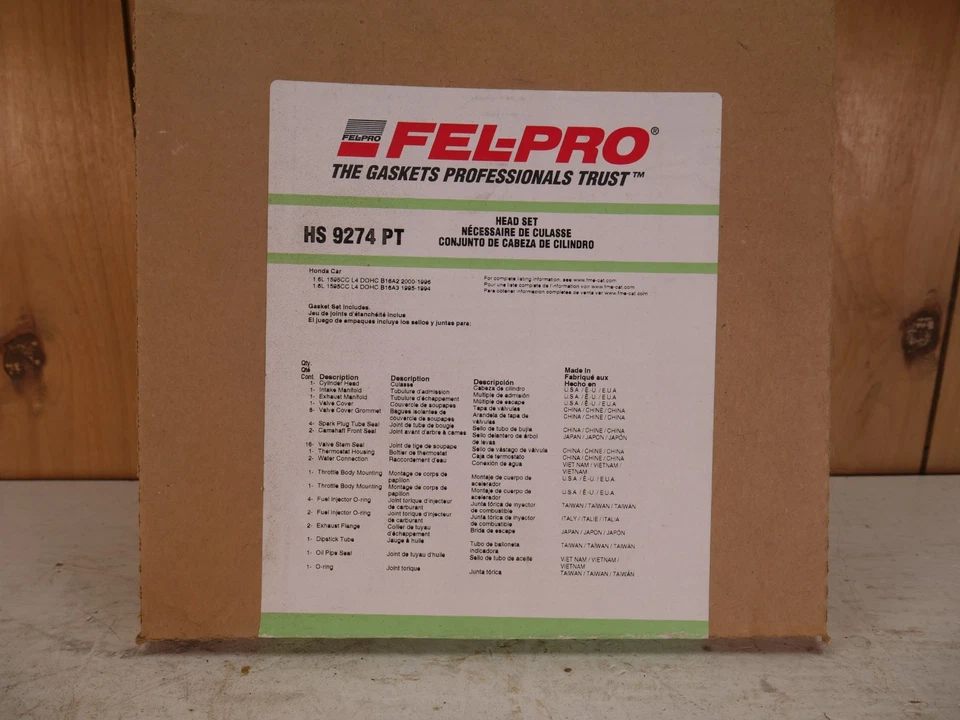 JUEGO JUNTAS CULATA FEL-PRO HS 9274 PT 1.6 litros Honda Acura Foto 2 de 2