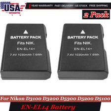 2-Pack EN-EL14 Battery For Nikon D3100 D3200 D5300 D5200 D5100 DSLR Camera New
