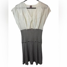 Free People Gorgeous Dress Black & White Stripe Skirt White Sleeveless Top