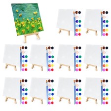 10 Set Mini Acrylic Paint Kit, 5.9In Canvas Boards for Painting with 6.5" Eas...