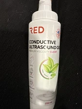RED Conductive Ultrasound Gel CLEAR Medium  Viscosity Blue Psysio Imaging
