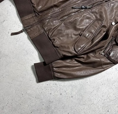 Parajumpers PJS Leather Bomber Jacket Brown Size M Rare | eBay