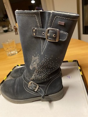 Lurchi Salamander Stiefel Mädchen Gr. 35 Winter Blau Klett u. Reißverschluss