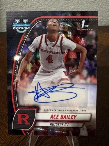 Topps 2024-25 Bowman Univ Chrome Ace Bailey Rutgers 1st Bowman Auto #1 CPA