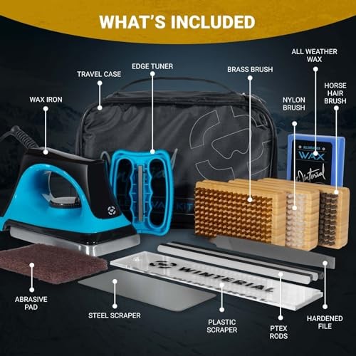  Snowboard and Ski Tuning Kit, with Iron, All-Temp Snowboard Wax, Angled Pro