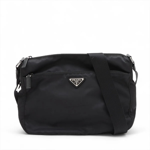 Prada Tessuto Nylon & Leather Shoulder bag Black