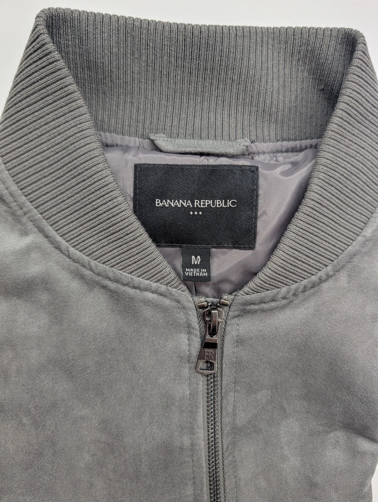 Banana Republic Mens Vegan Faux Suede Bomber Jacket Charcoal Gray Medium - product detail image 15