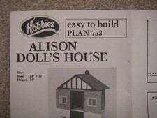 Hobbies plans of Alison Dolls House 24" x 12" base size plan 753