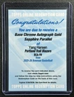 YANG HANSEN 2025 BOWMAN CHROME SAPPHIRE #BCA-YH ROOKIE AUTO GOLD REFRACTOR /50