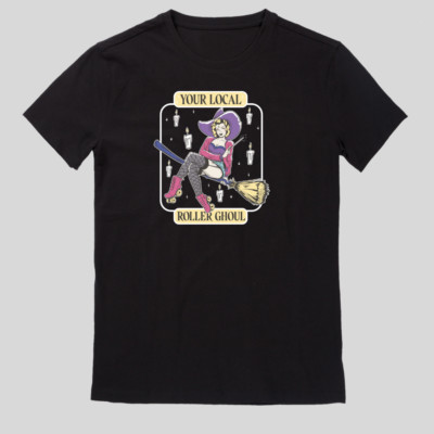 Hexe in Rollerblades auf Besen T-Shirt