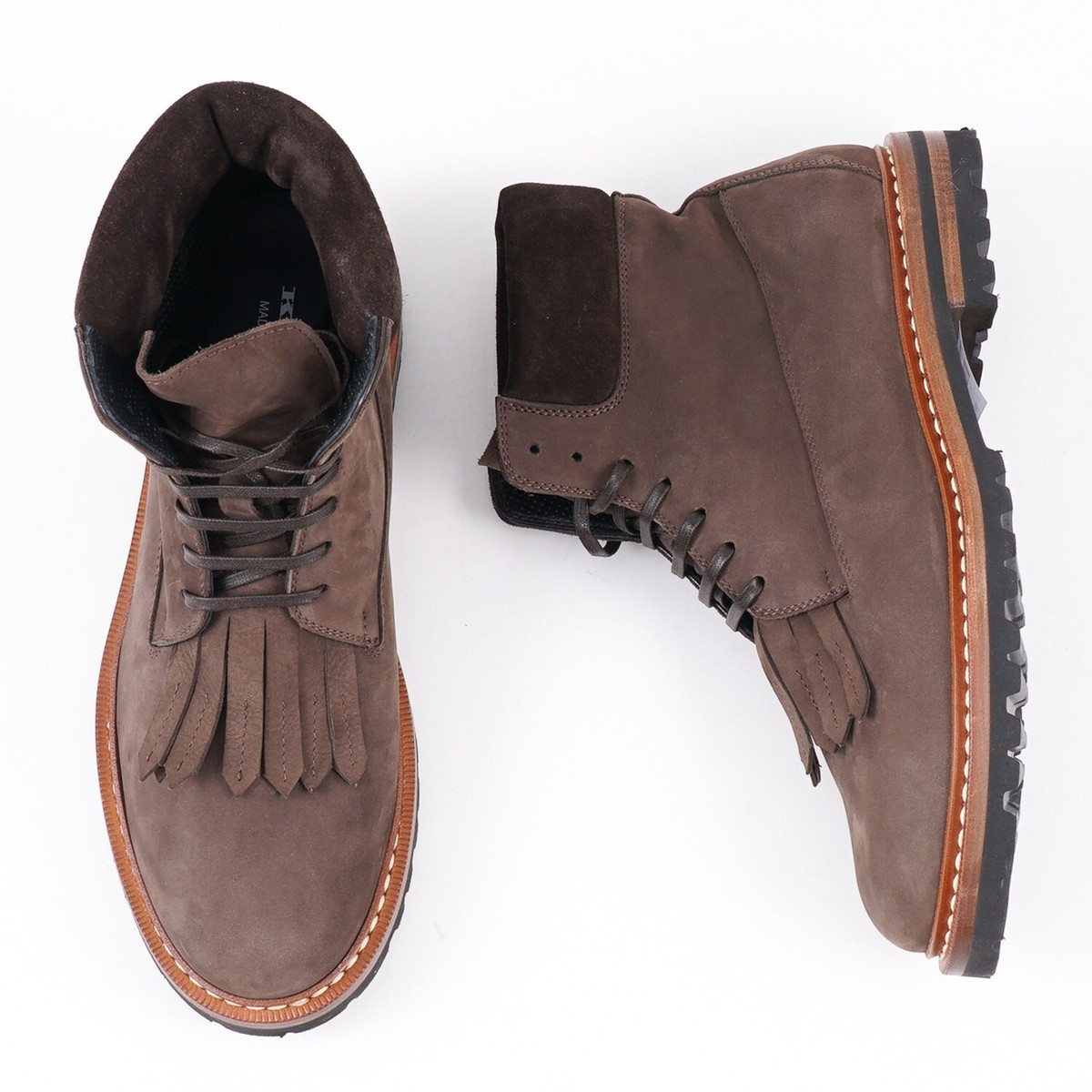 KITON Calfskin Suede Leather-Canvas High-Top Shoes Boots Sneakers Kiton - Suede hiking boots Kiton main image 4