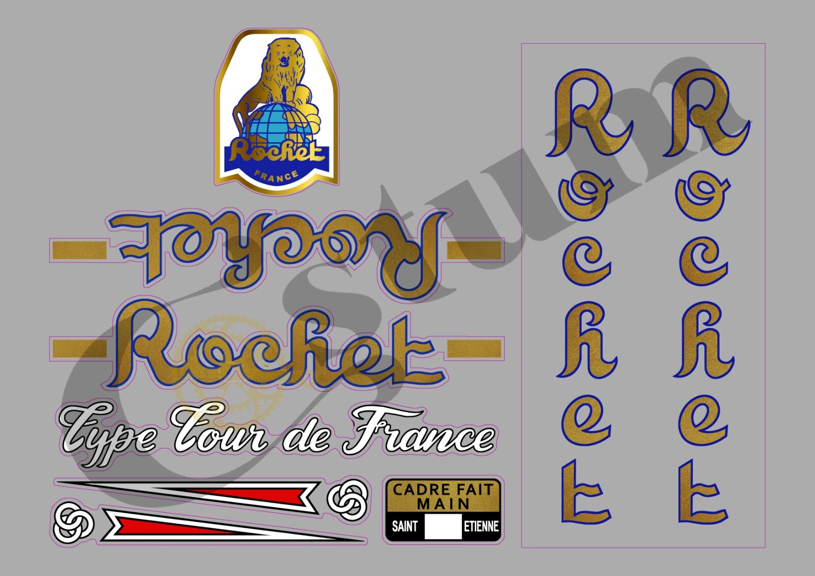 Stickers vélo ROCH201 ROCHET autocollants pour bicyclette noir et blanc
