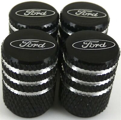 4 Ford Tire Valve Stem Caps For Car, Truck Universal Fitting Black Free Shipping