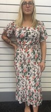EX OASIS LADIES FLORAL SHIRRED WAIST MIDI DRESS NEW (ref 327) SALE