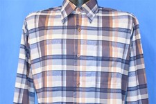vtg 70s JOEL CALIFORNIA ABSTRACT PLAID CHECKED BUTTON DOWN DISCO SHIRT MEDIUM M