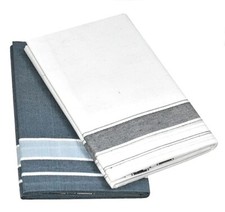 Men's Cotton Dhoti/Kerala Style Dhoti, 2.0 mtr White  Dark Grey, Pack of 2 