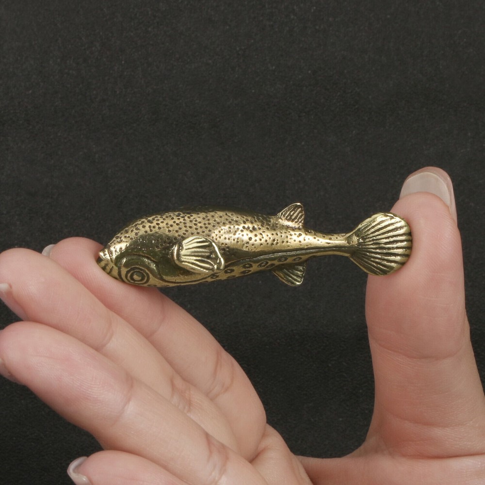 Tabletop Figurine Brass Fish Animal Statue Sculpture Home Decor Gifts
