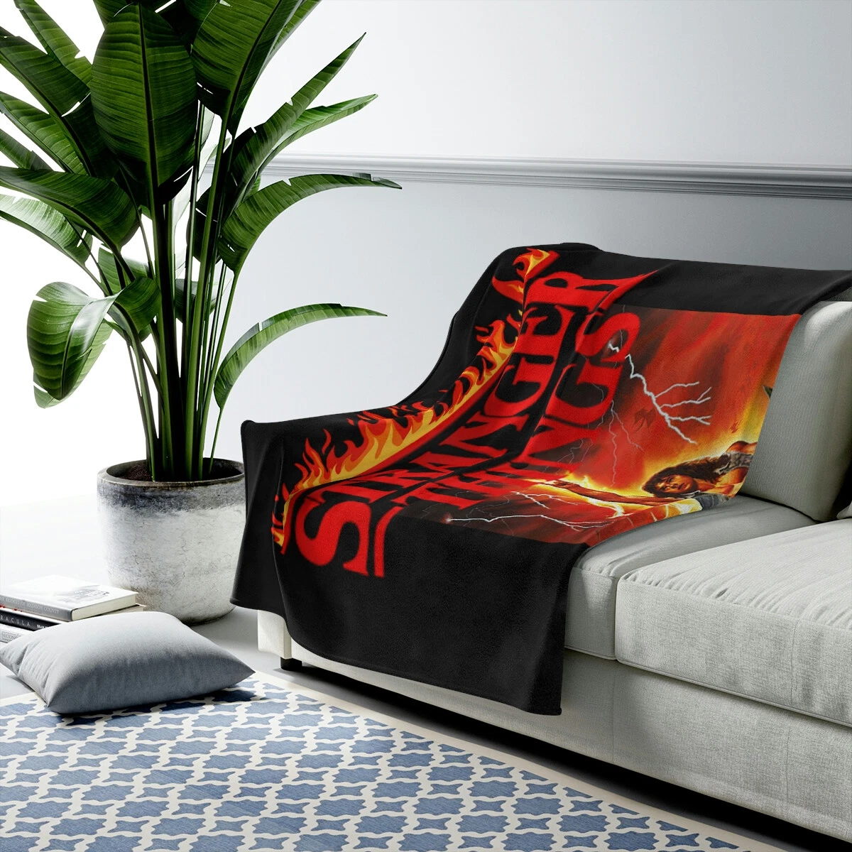 Ed Munson Stranger Things Throw Blanket with Hellfire Club Design