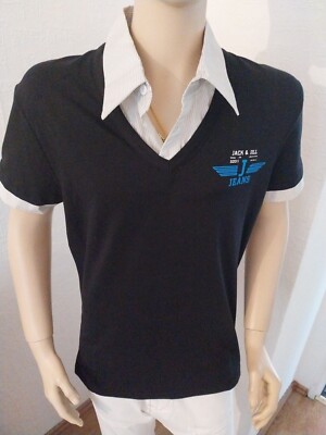J & J Style Fashion Herren Kurzarmpulli mit Hemdkragen