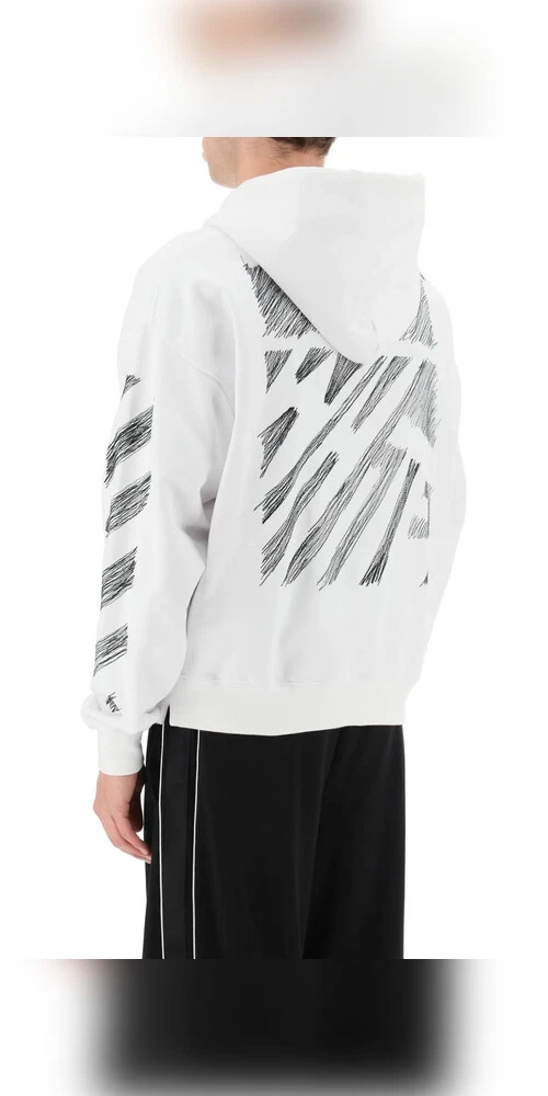 Felpa con cappuccio e zip Off White Scribble Diag bianca