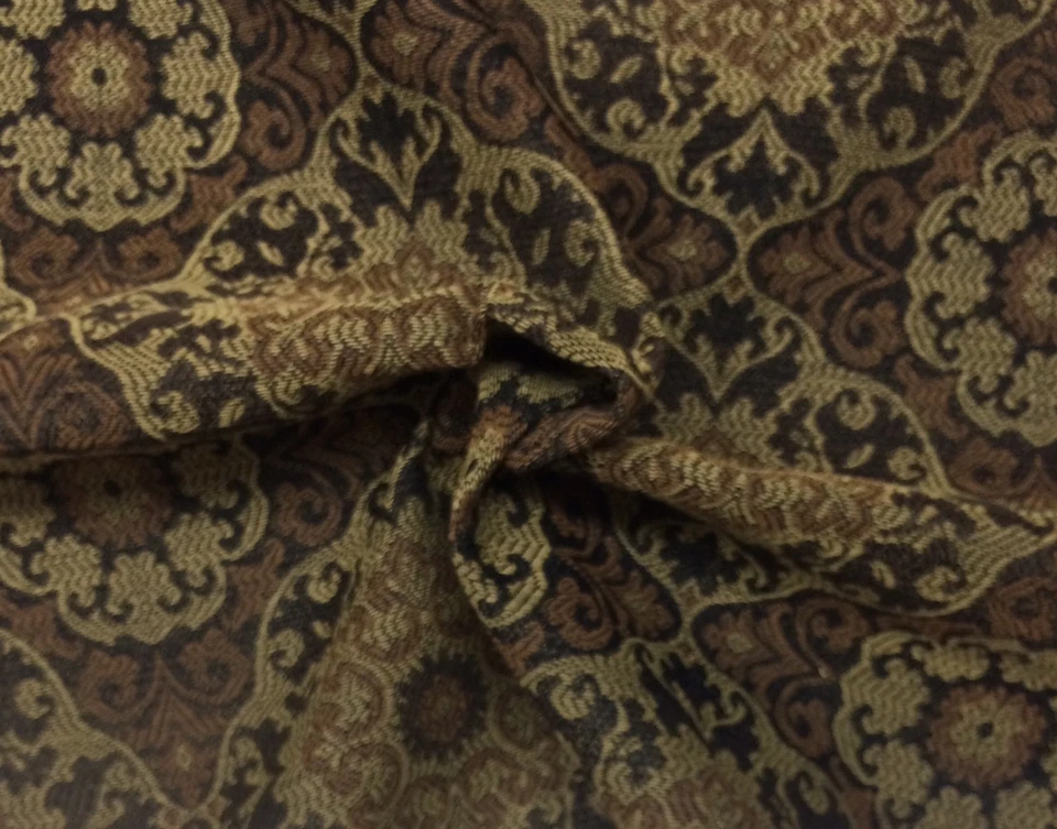 MONEDA GITANA OUTDURA MARRÓN MEDALLÓN FLORAL EXTERIOR INTERIOR TELA JACQUARD POR YARDA Foto 4 de 4