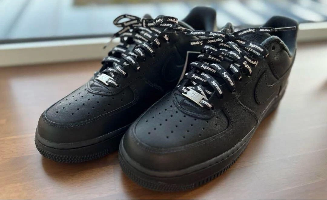 Nike Supreme Baskets Chaussures Air Force 1 Low Noir CU9225 001 Homme US10 / JP28 NEUF