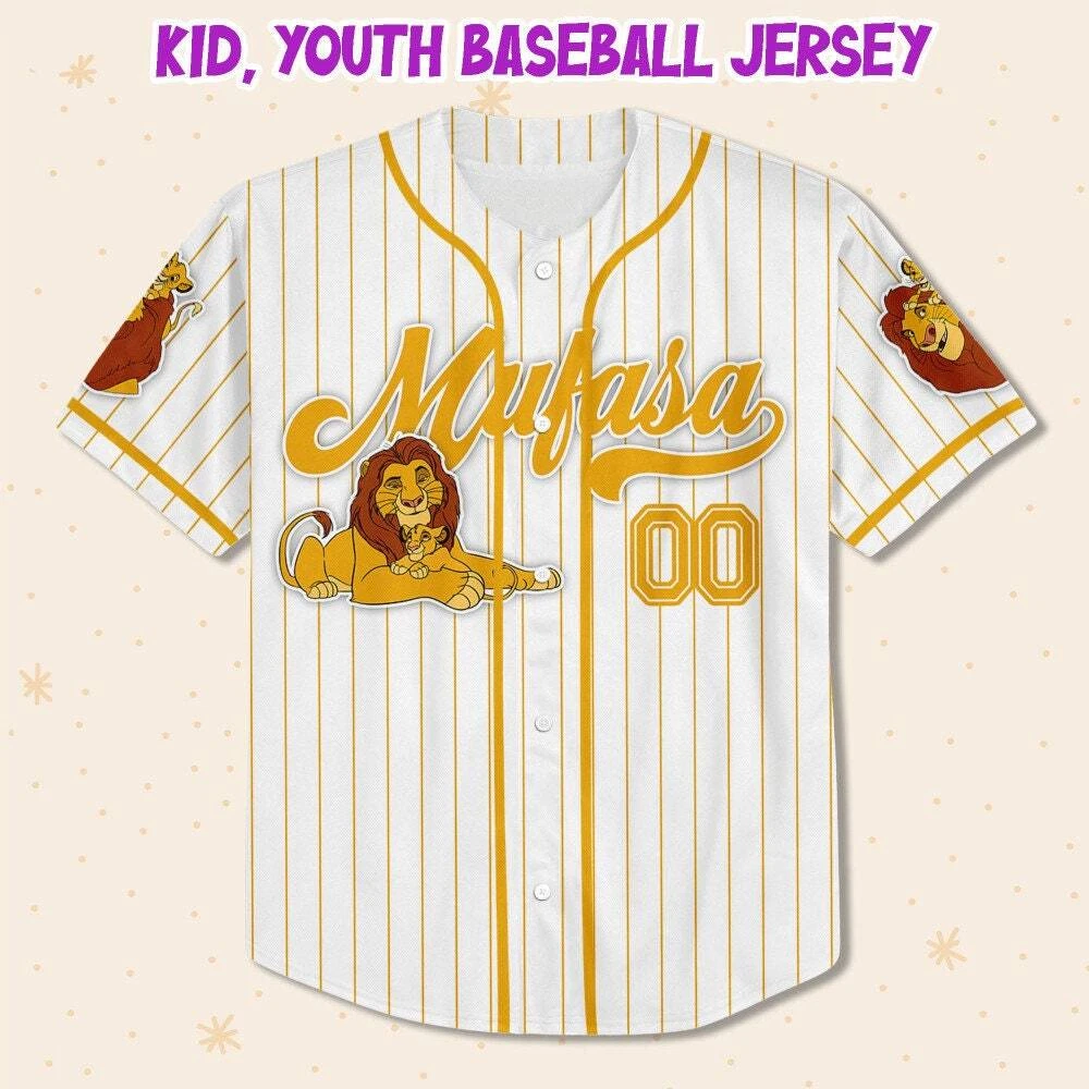 Custom Disney The Lion King Mufasa Simple Stripe, Custom Baseball Jersey