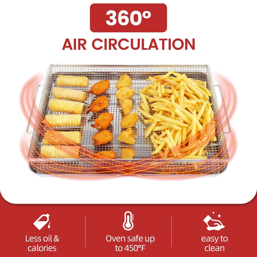 Air Fryer Basket for Oven with 50 Recipes, Extra Large 2 Piece Nonstick Crisp... Air Fryer Basket for Oven with 50 Recipes, Extra Large 2 Piece Nonstick Crisp...