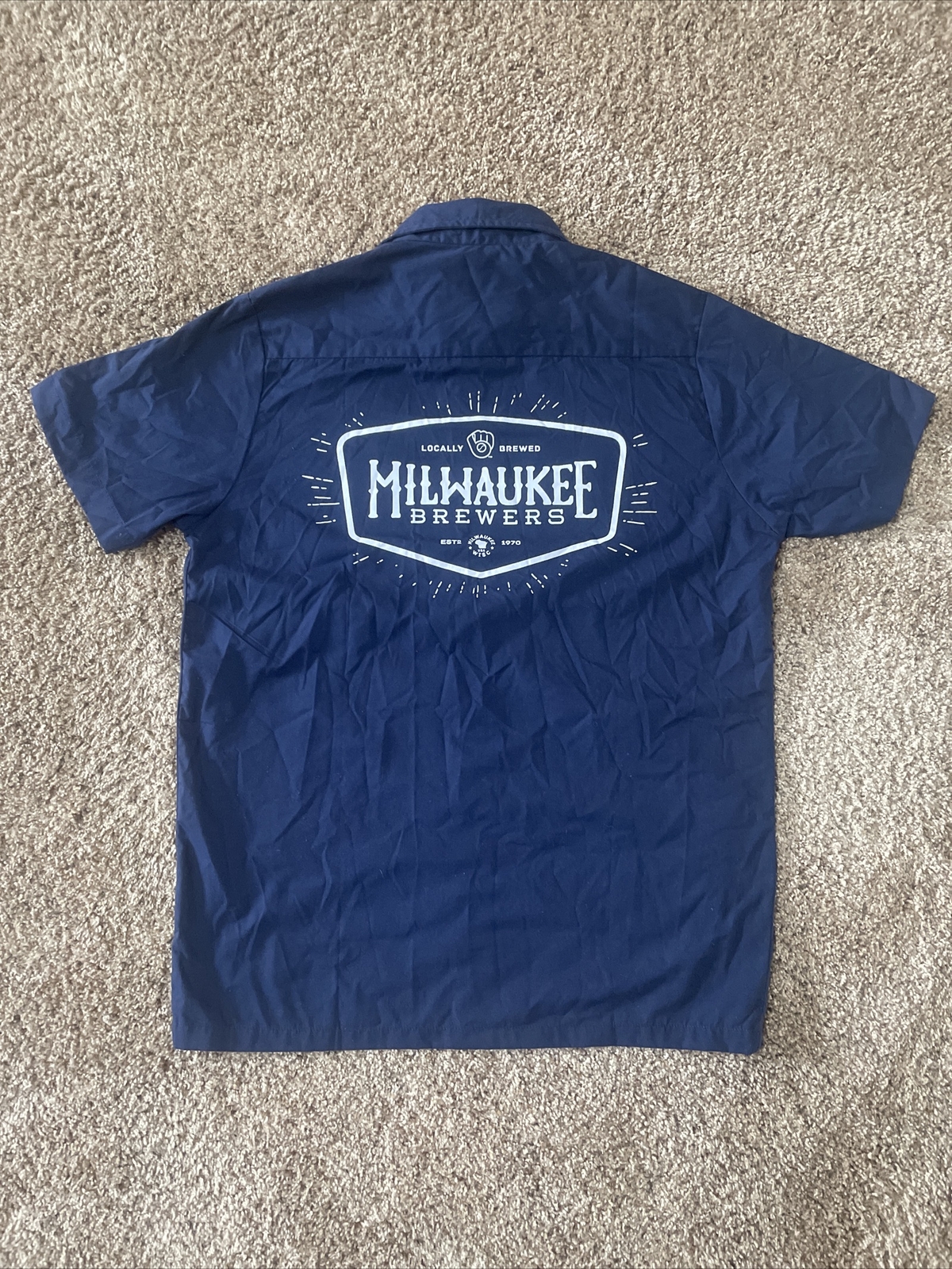 Milwaukee Brewers Miller Promotional Mechanic Style Beer Delivery Shirt