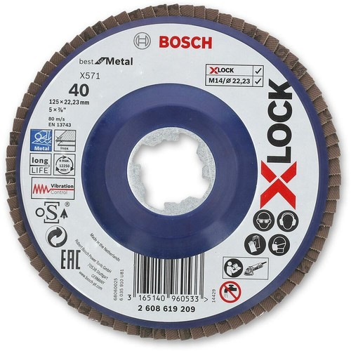 Bosch XLOCK Grinder Flap Disc 125mm 40G 3165140960533 eBay
