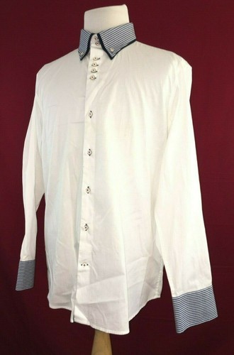 BLU Mediterranean Lifestyle White Button Up Shirt Mens Large 100% Ramuk - Picture 7 of 11