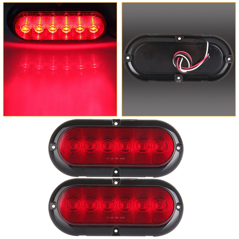 2Pcs Super Bright Red 6 LED 6
