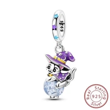 MULA 925 Sterling Silver DIY Charm Luminous Magic Cat Pendant For Women Bracelet